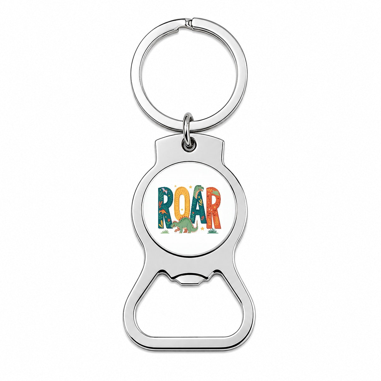 Roar Bold Colorful Dinosaurs Cute Bottle Opener Keychain
