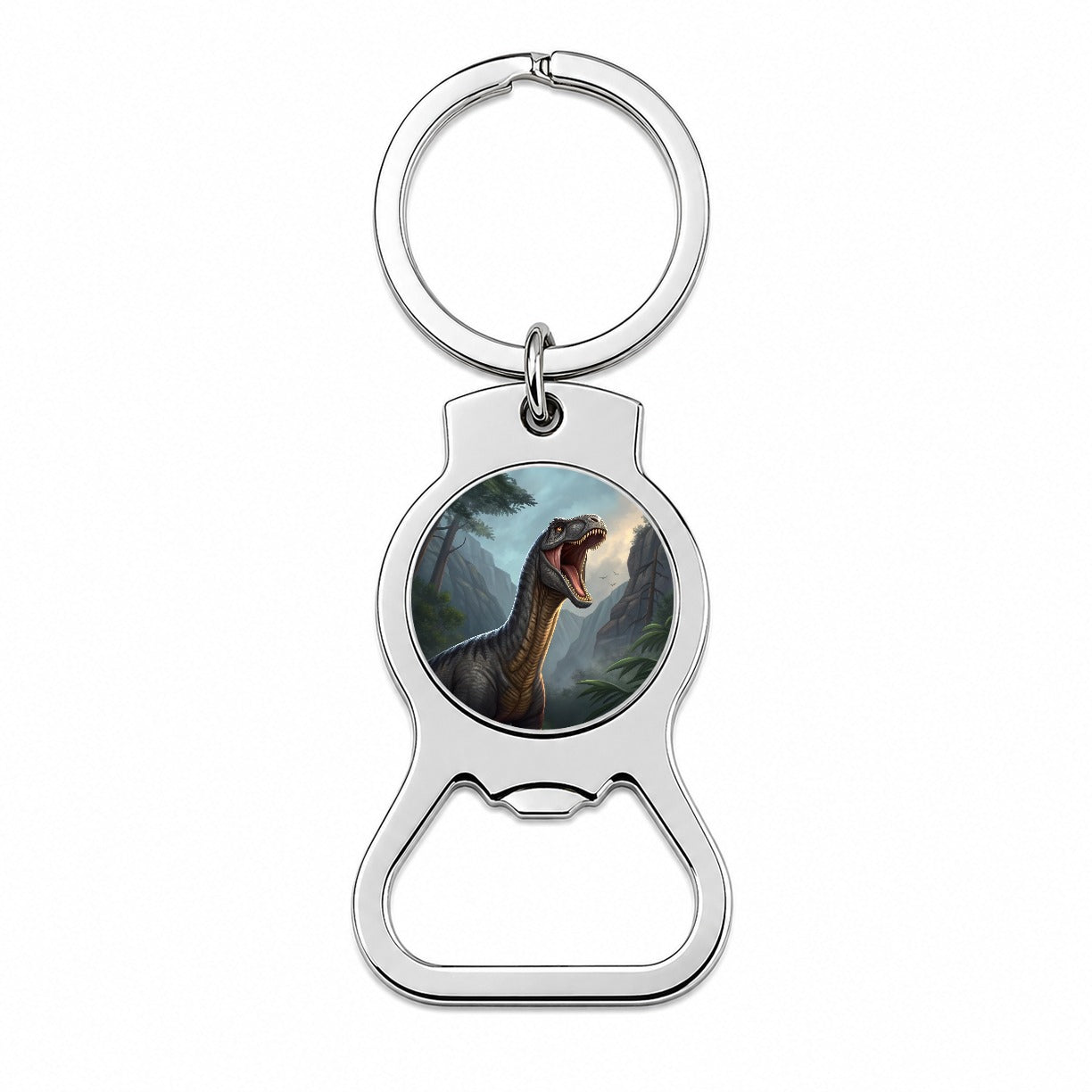 Roaring Argentinosaurus Dinosaur Mountains Bottle Opener Keychain