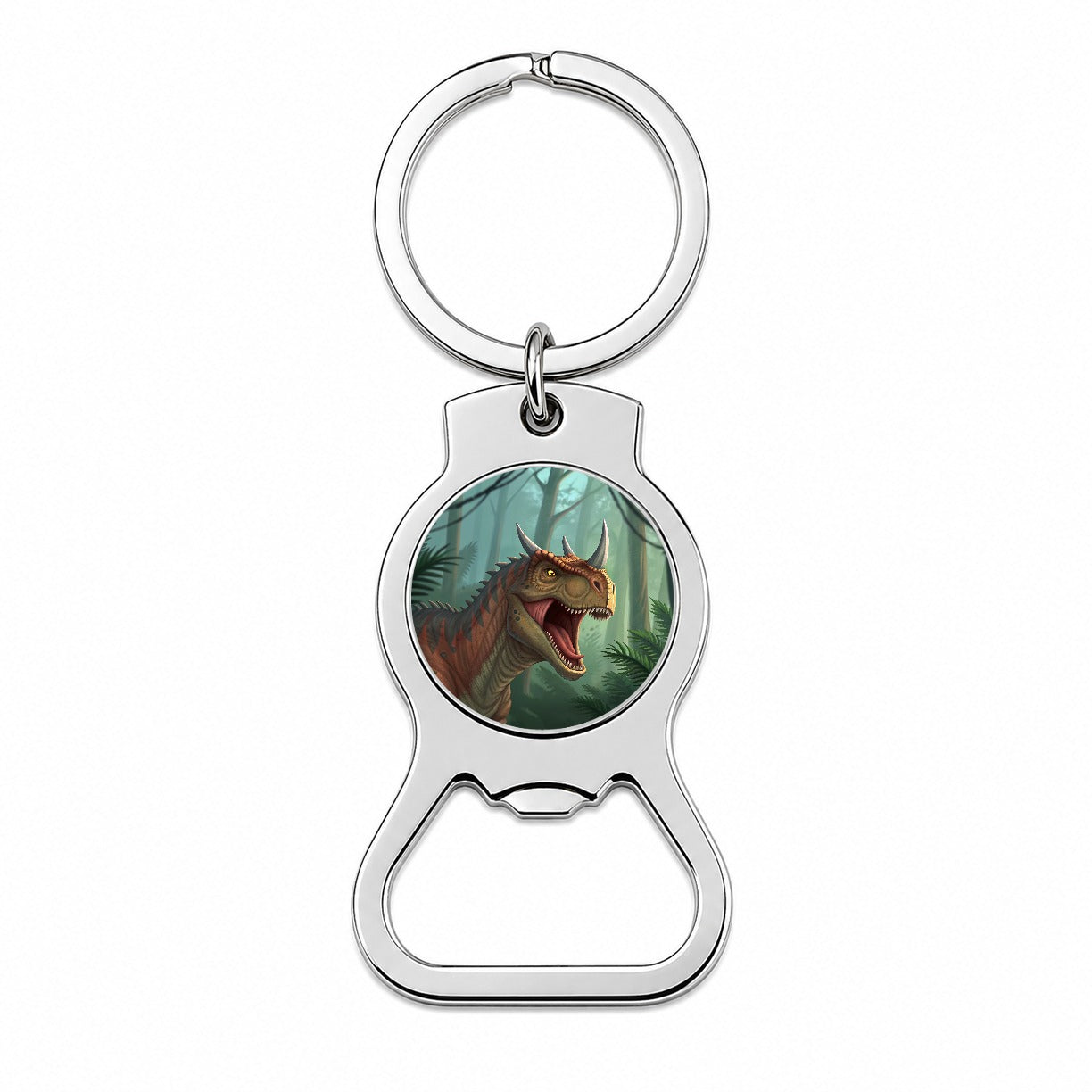 Roaring Carnotaurus Dinosaur Bottle Opener Keychain