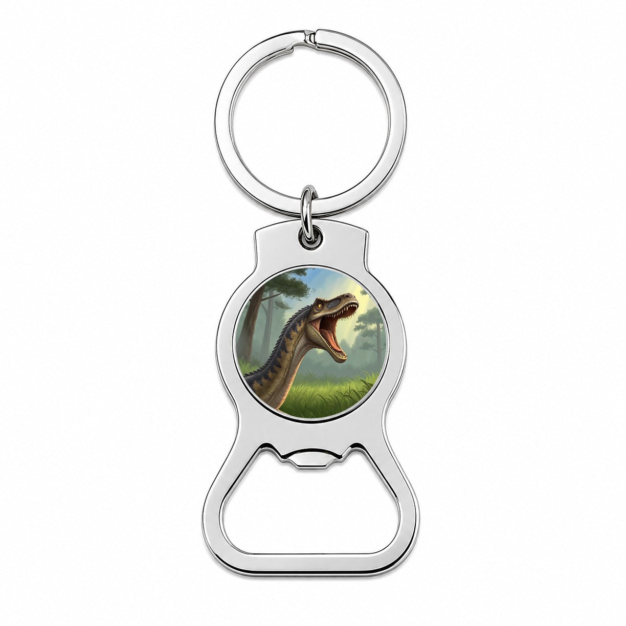 Roaring Diplodocus Dinosaur Forest Bottle Opener Keychain