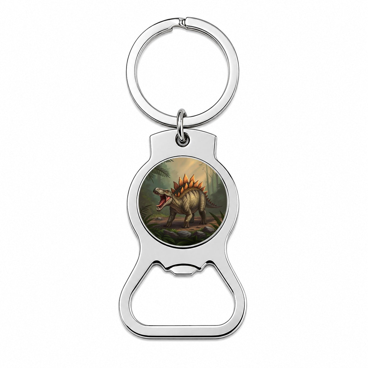 Roaring Stegosaurus Dinosaur Scary Bottle Opener Keychain