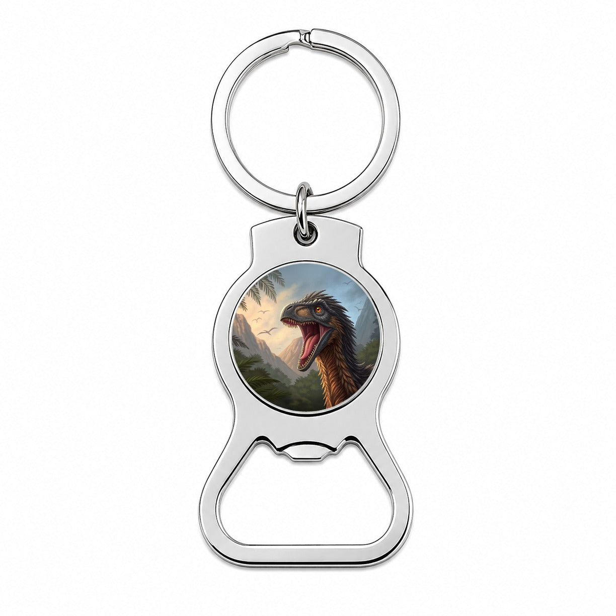 Roaring Therizinosaurus Dinosaur Jungle Bottle Opener Keychain