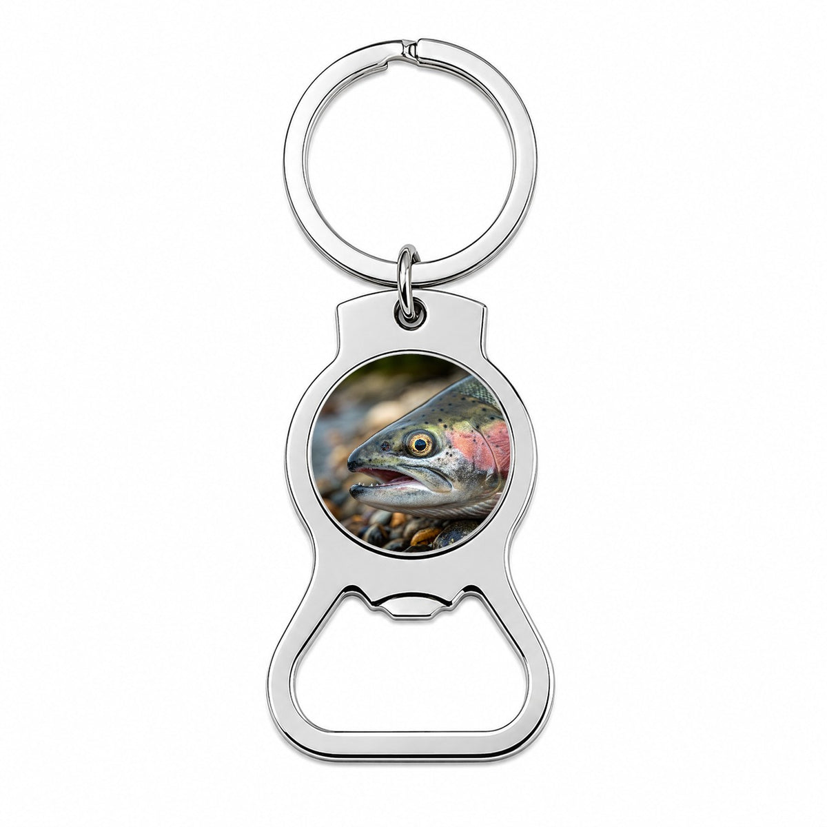 Salmon Fish Eye Close Up Fishing Bottle Opener Keychain