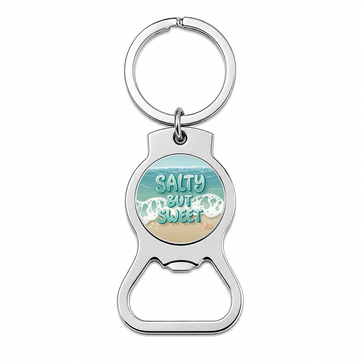 Salty But Sweet Sea Foam Ocean Beach Bottle Opener Keychain