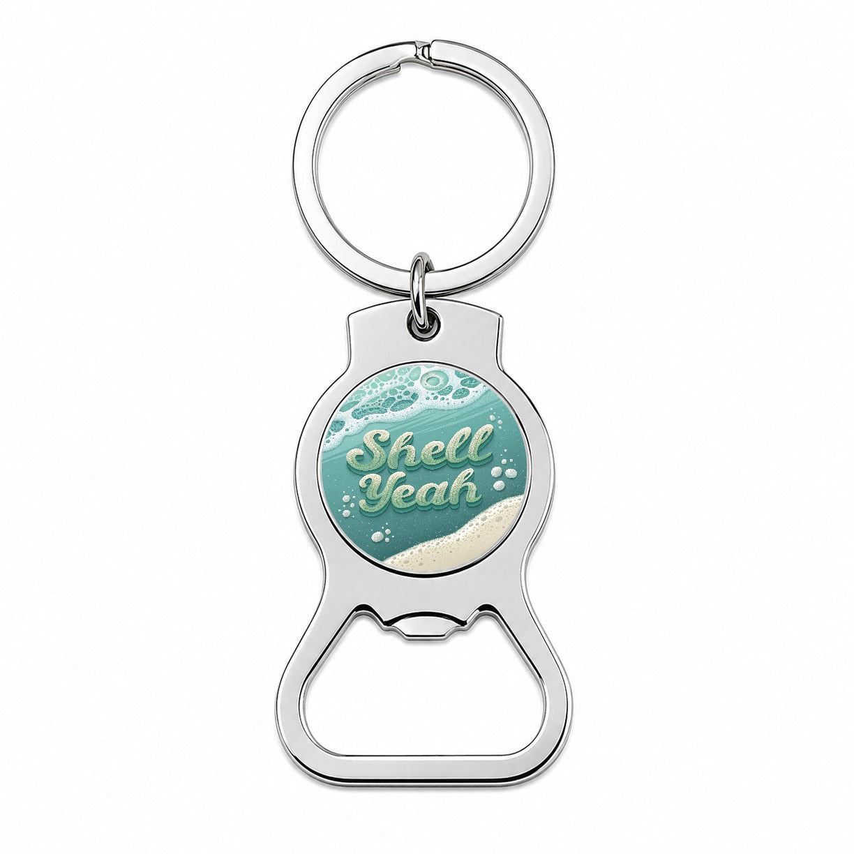 Shell Yeah Sea Foam Ocean Beach Funny Bottle Opener Keychain