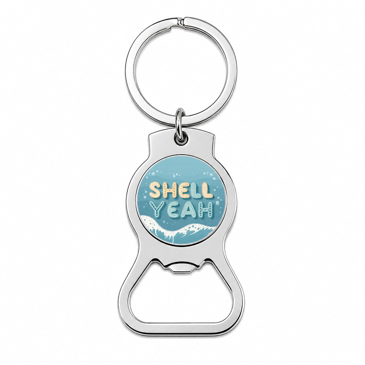 Shell Yeah Sea Foam Ocean Beach Bottle Opener Keychain