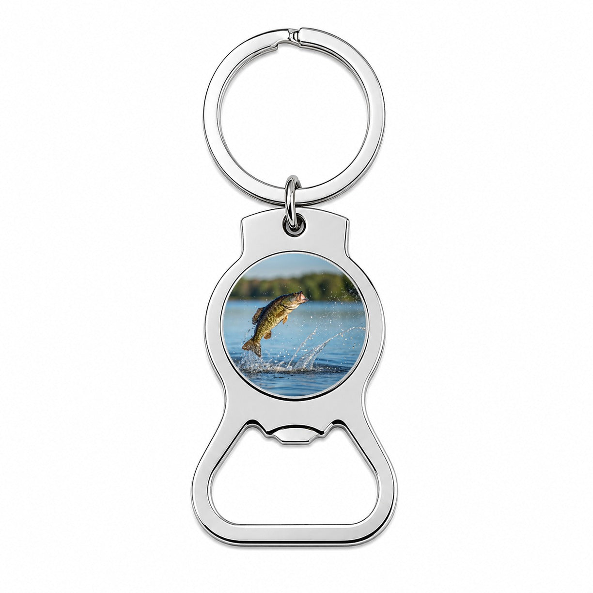 Smallmouth Bass Fish Jumping Fishing Bottle Opener Keychain