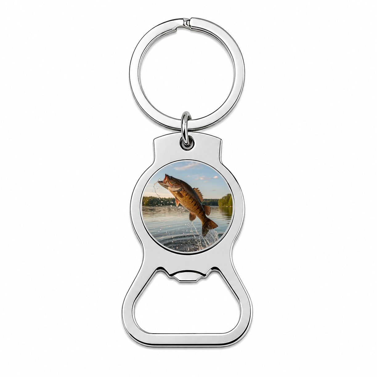 Smallmouth Bass Fish Jumping River Fishing Bottle Opener Keychain