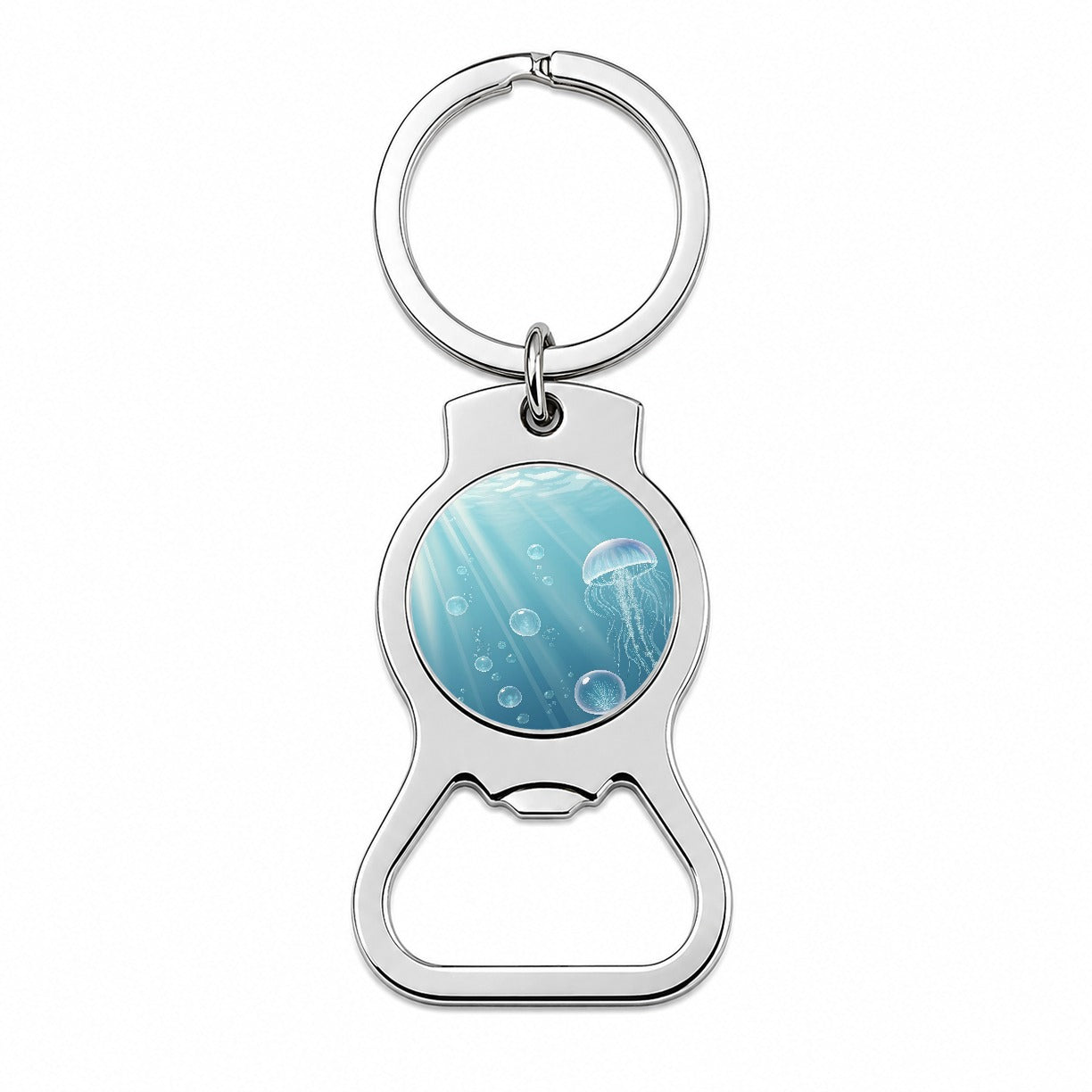 Soft Blue Tones Jellyfish Ocean Sea Bottle Opener Keychain