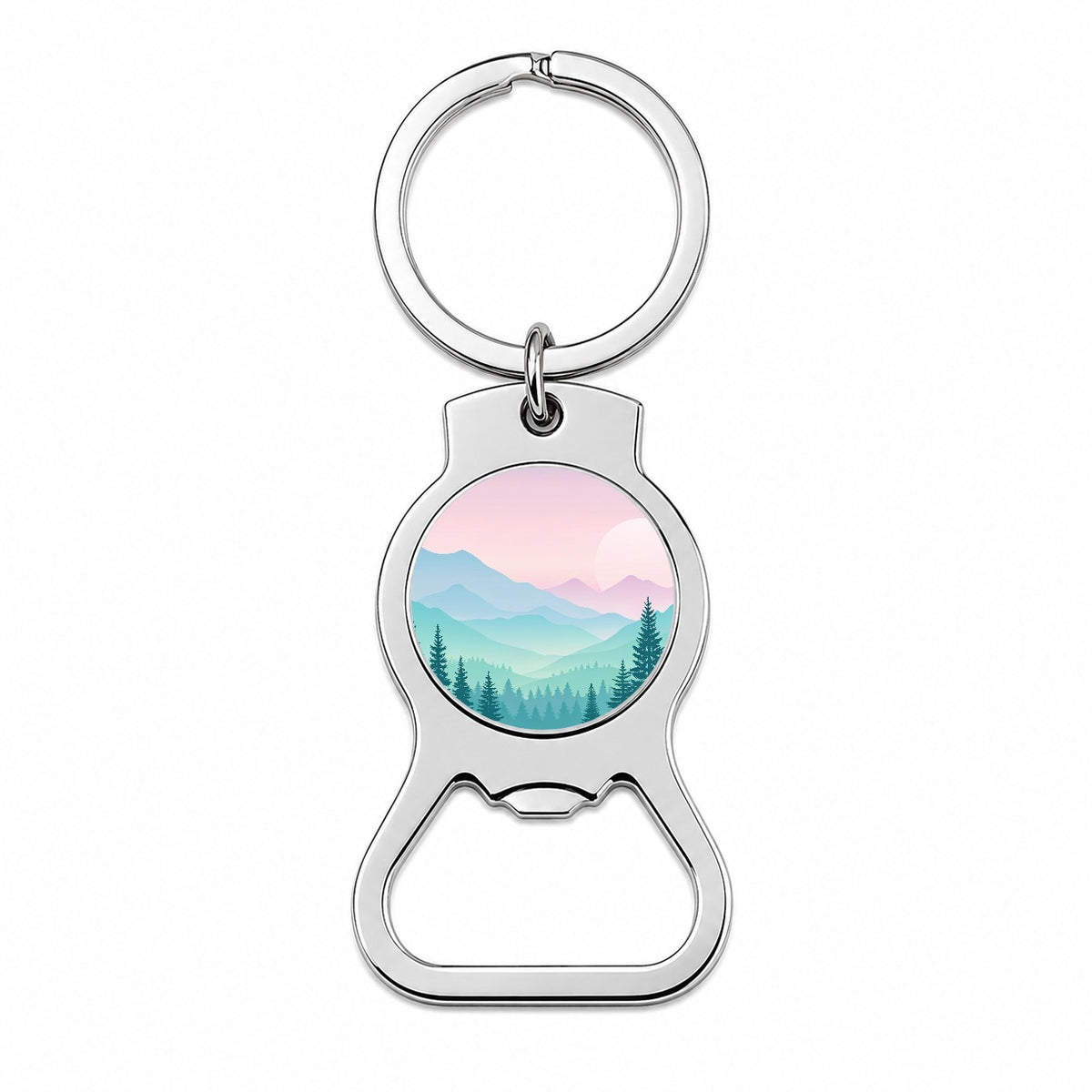 Soft Gradient Pastels Mountains Bottle Opener Keychain