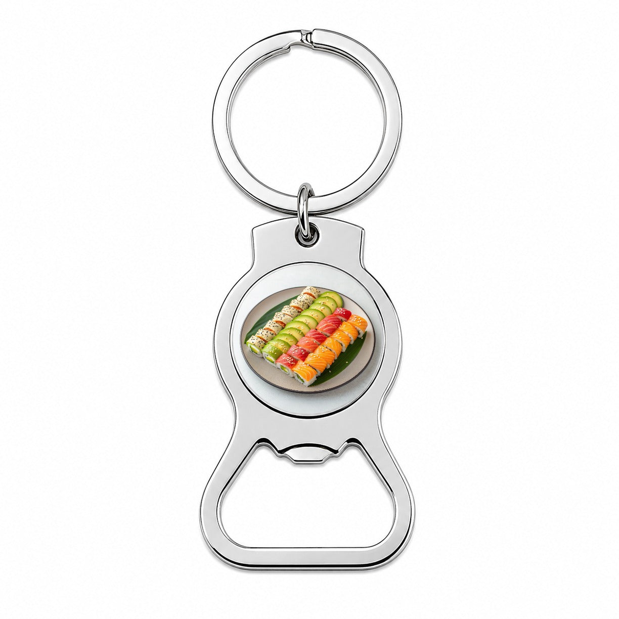 Sushi Rolls Plate Bottle Opener Keychain