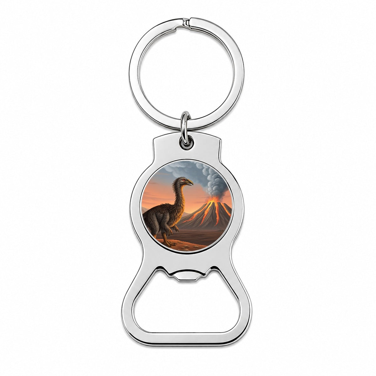 Therizinosaurus Volcano Erupting Dinosaur Bottle Opener Keychain