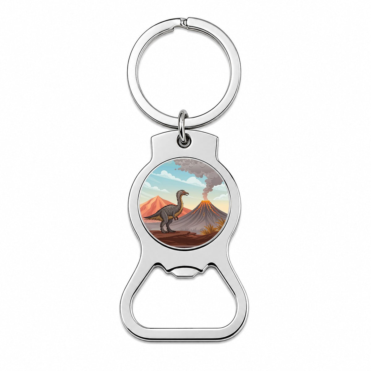 Therizinosaurus Volcano Bottle Opener Keychain