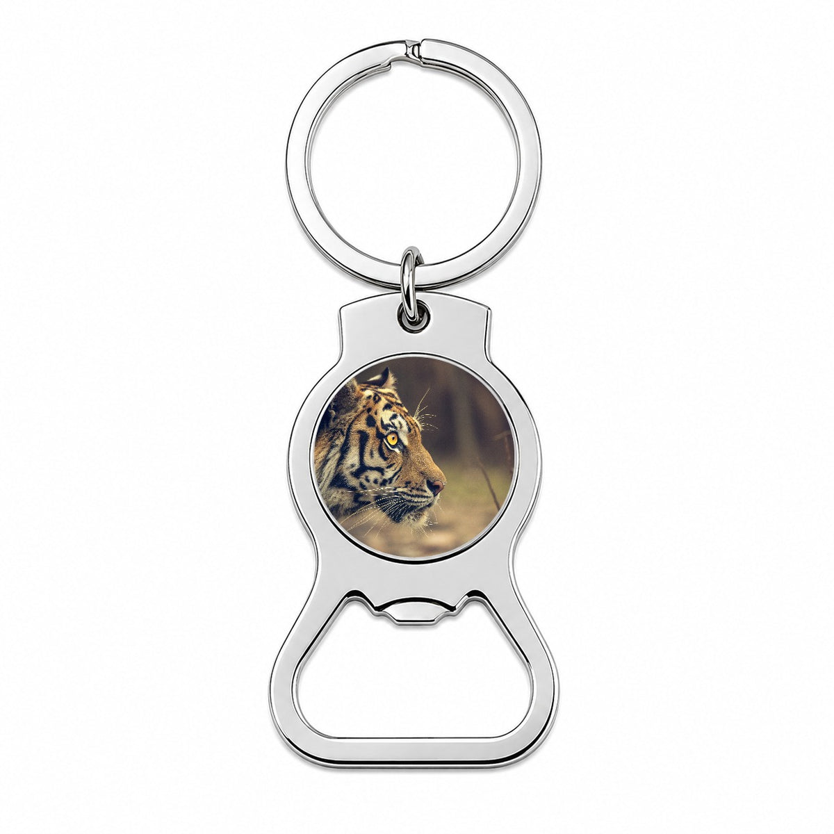 Tiger Eye Face Side View Bottle Opener Keychain