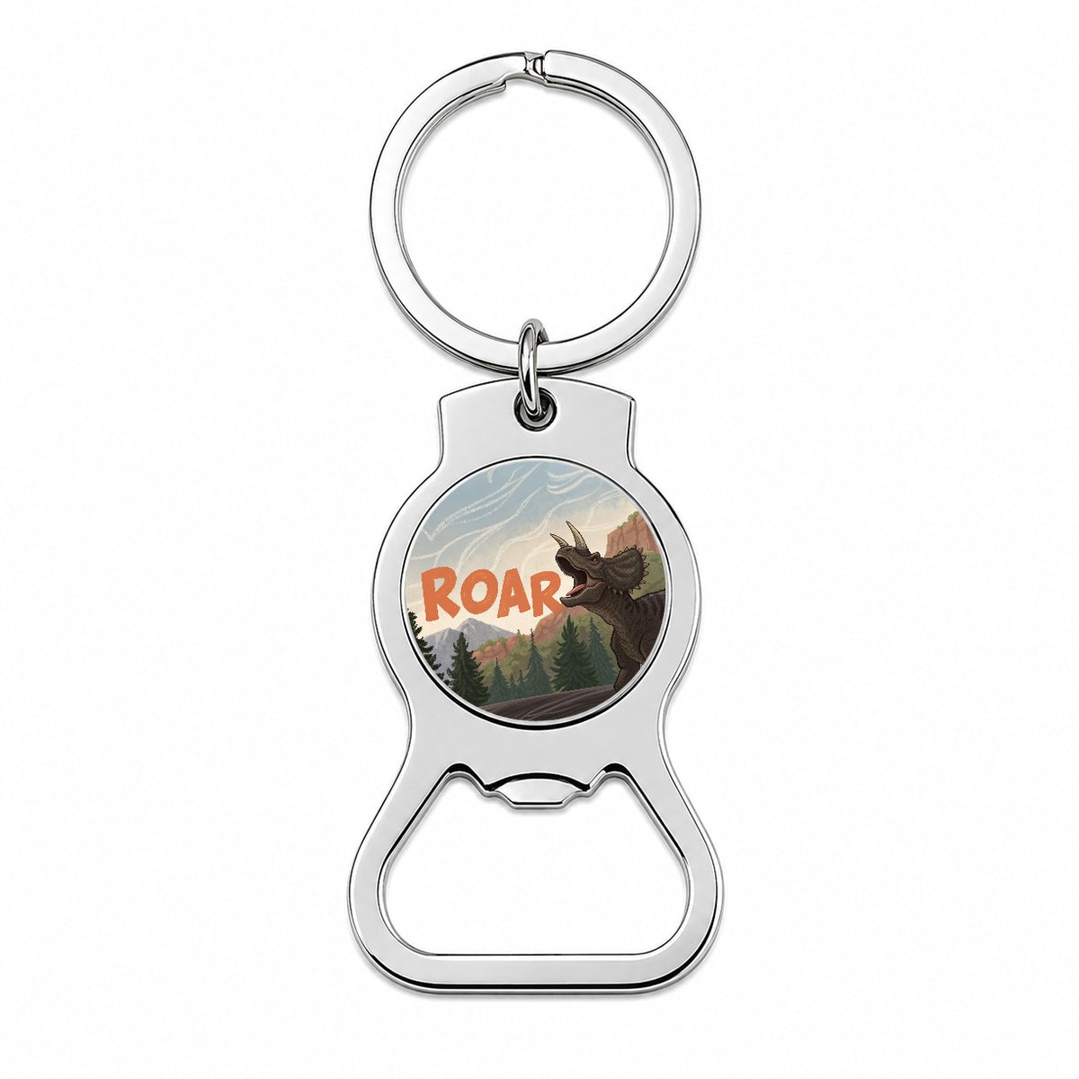 Triceratops Roar Bold Dinosaur Bottle Opener Keychain