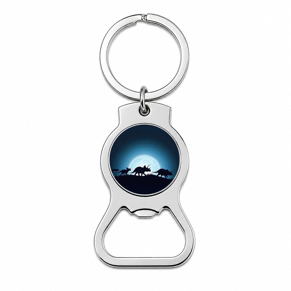 Triceratops Silhouettes Dinosaur Bottle Opener Keychain