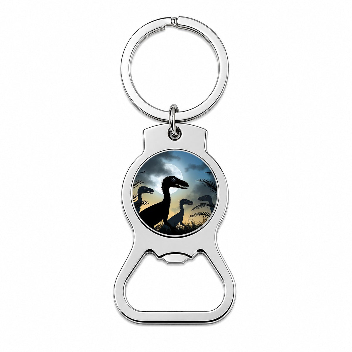 Troodon Silhouettes Night Dinosaurs Bottle Opener Keychain
