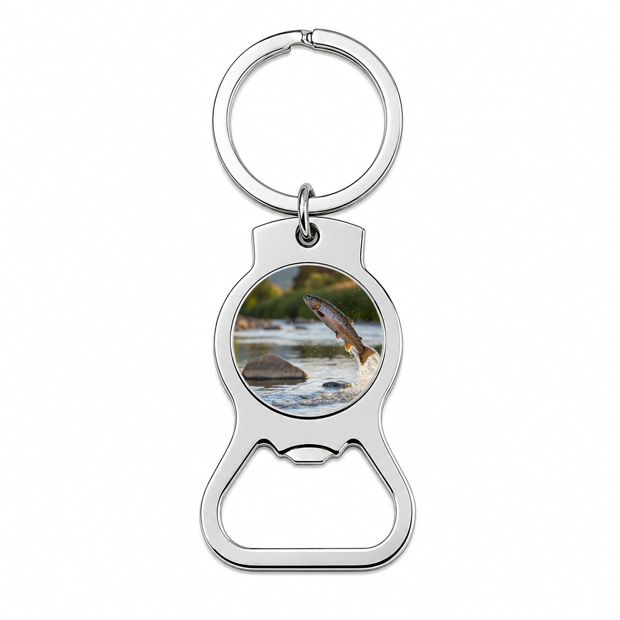 Trout Fish Jumping Fishing Bottle Opener Keychain