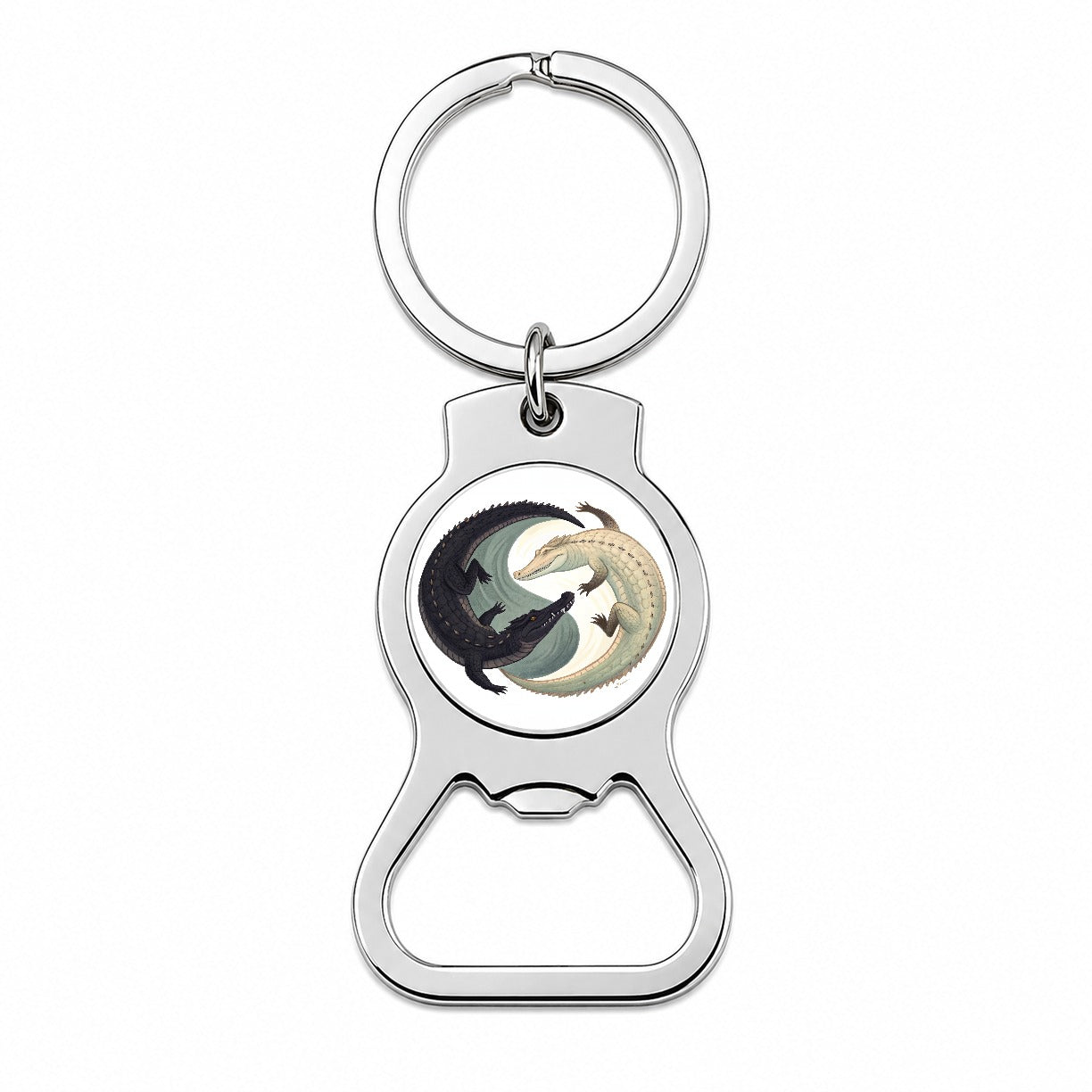 Two Alligators Yin Yang Bottle Opener Keychain
