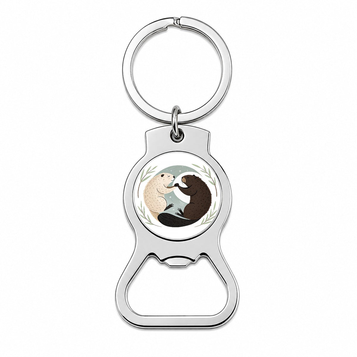 Two Beavers Yin Yang Bottle Opener Keychain