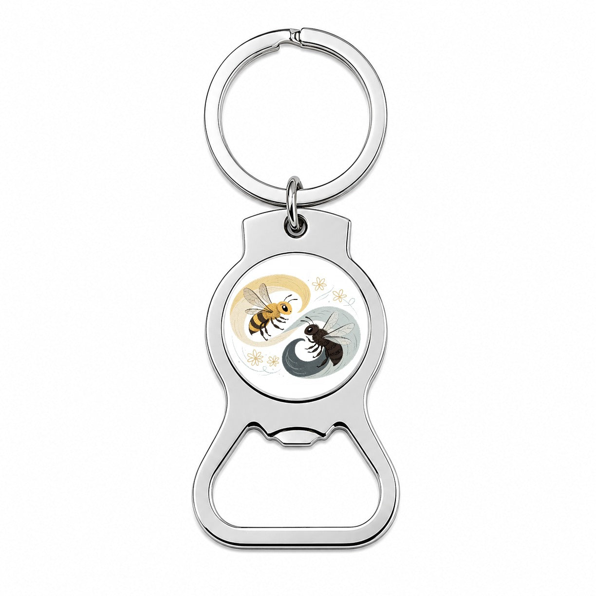 Two Bees Yin Yang Bottle Opener Keychain