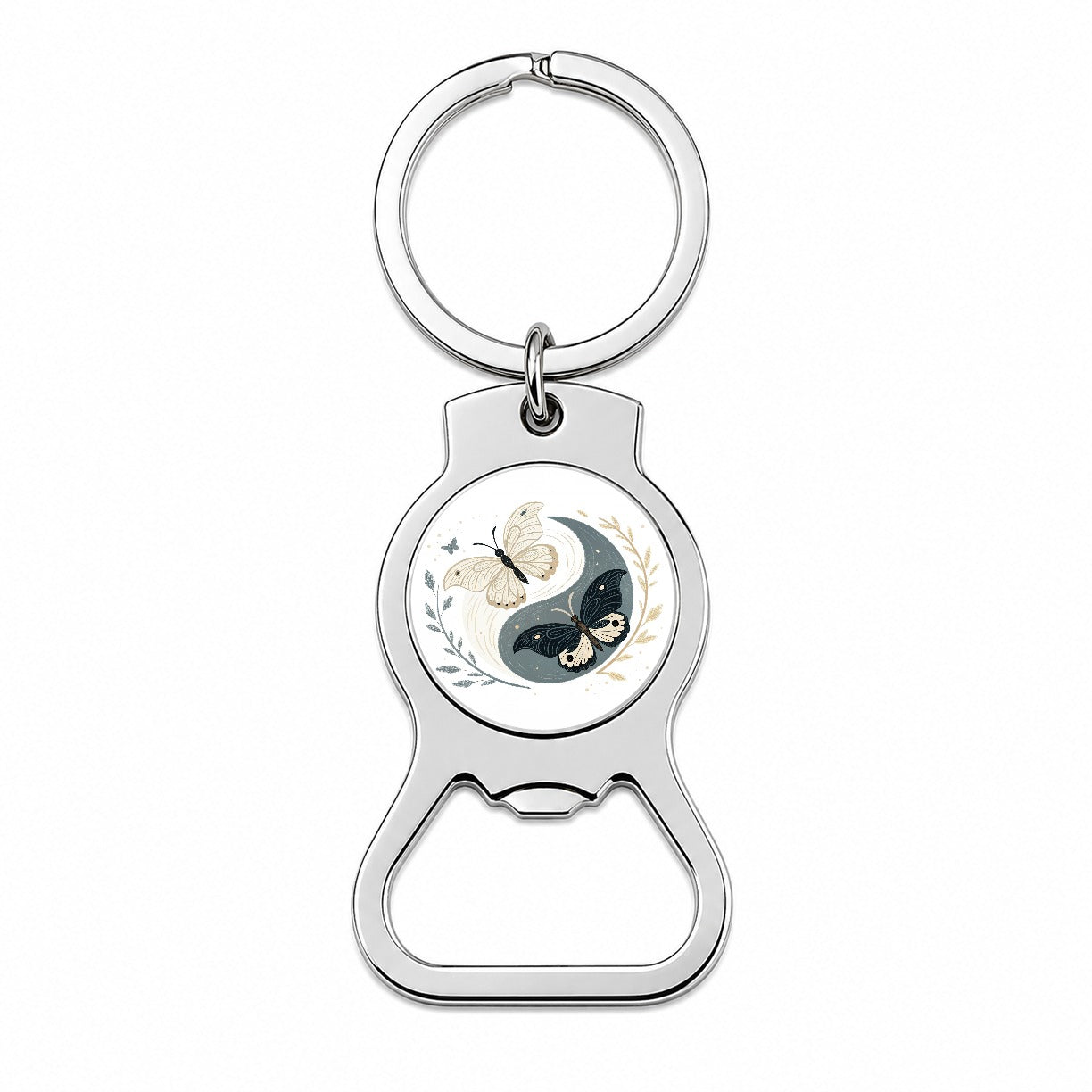 Two Butterflies Yin Yang Bottle Opener Keychain