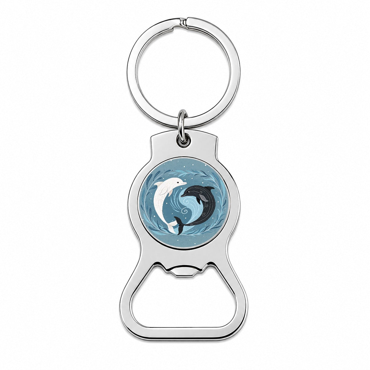 Two Dolphins Yin Yang Bottle Opener Keychain