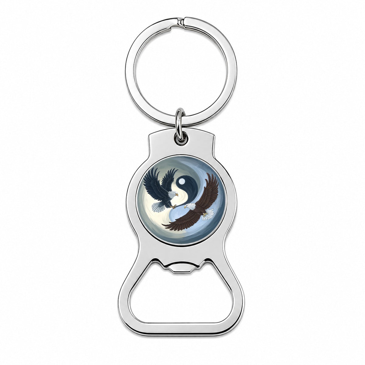 Two Eagles Yin Yang Bottle Opener Keychain