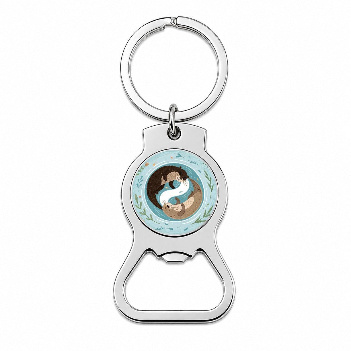 Two Otters Yin Yang Bottle Opener Keychain