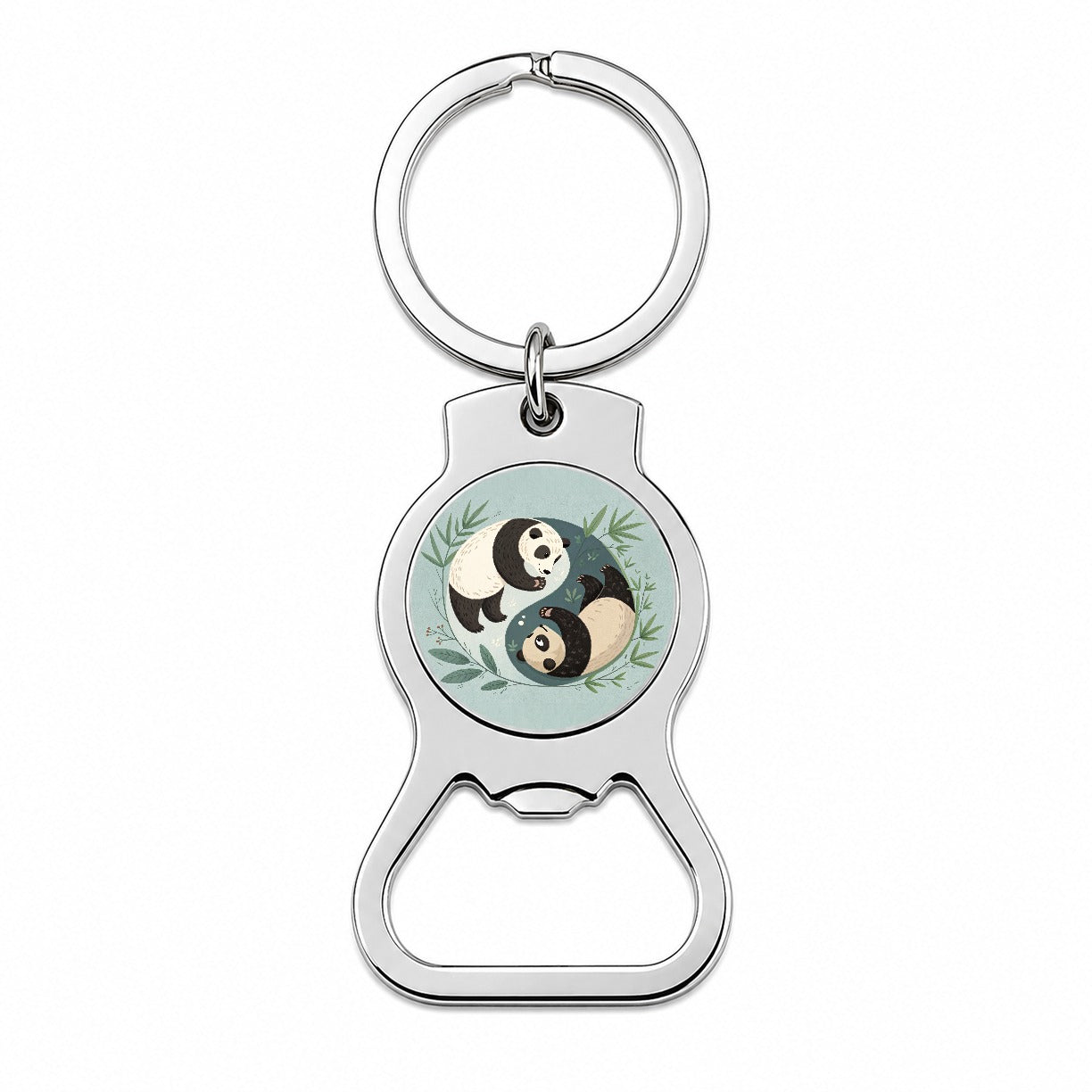 Two Pandas Yin Yang Cute Bottle Opener Keychain