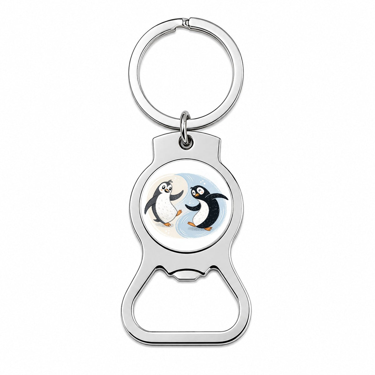 Two Penguins Yin Yang Cute Bottle Opener Keychain