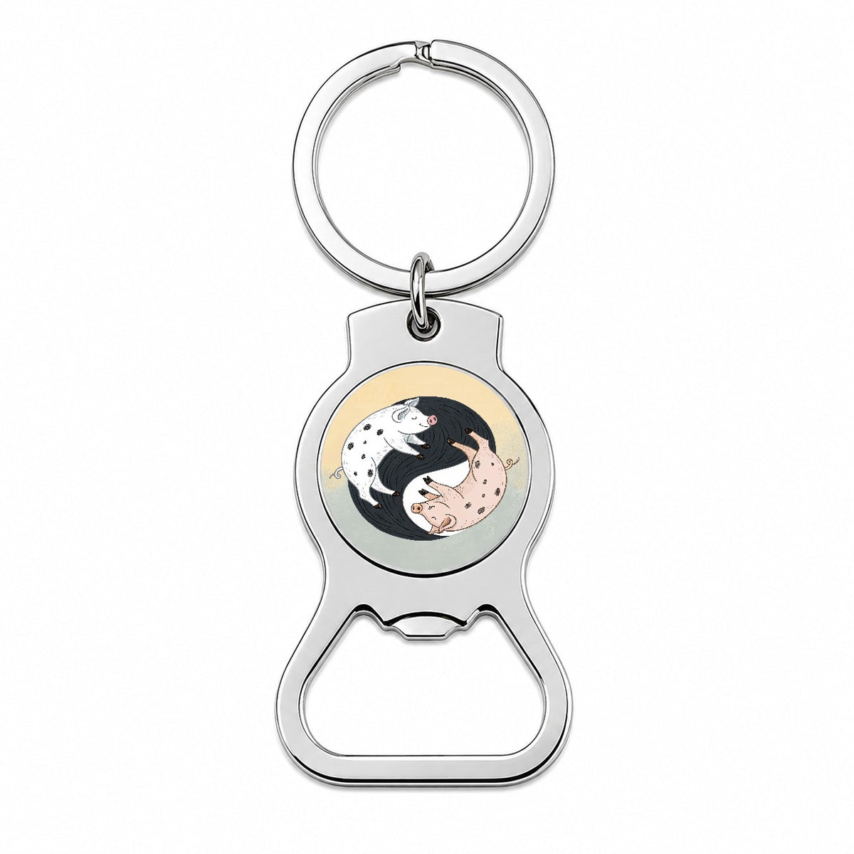 Two Pigs Yin Yang Sweet Bottle Opener Keychain