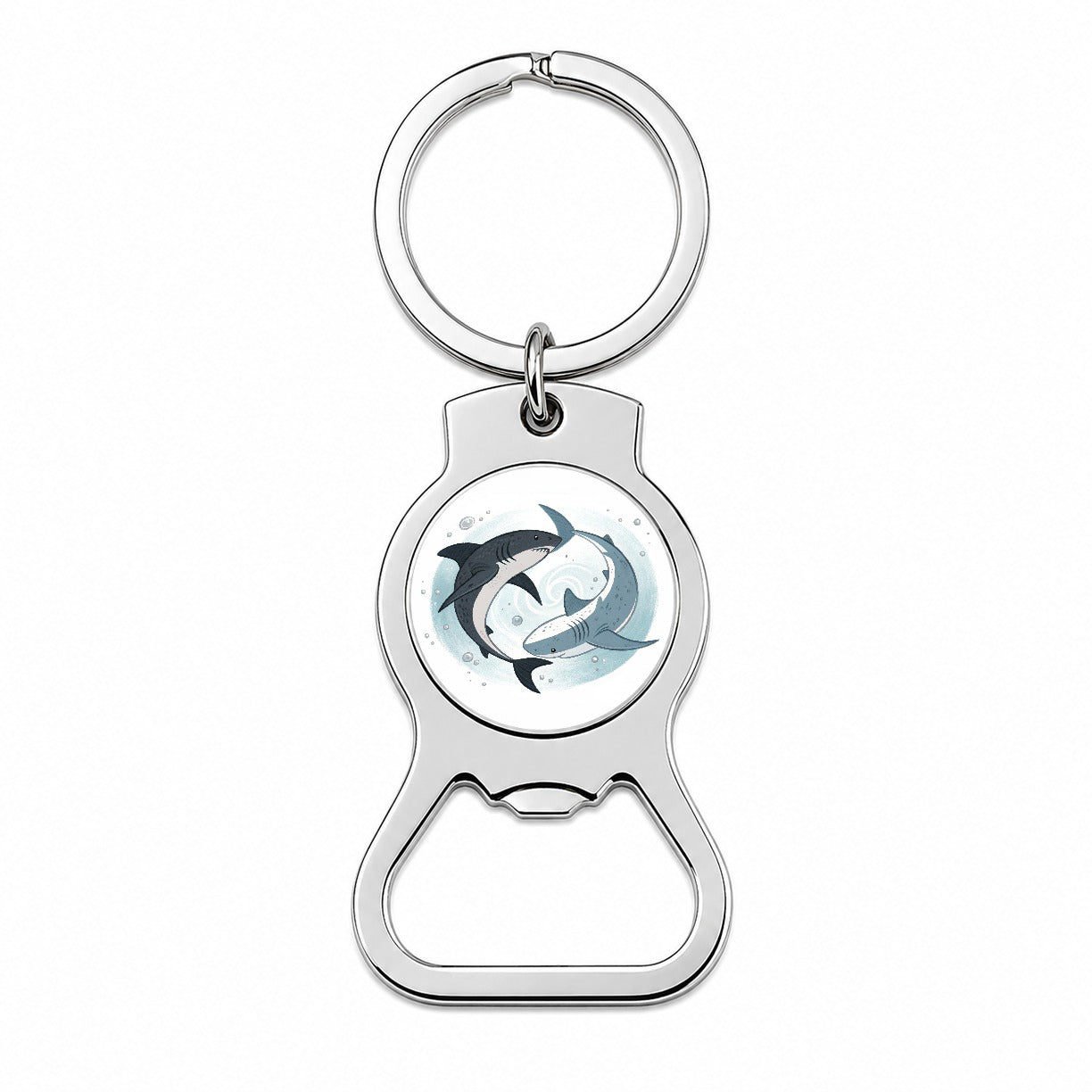 Two Sharks Yin Yang Bottle Opener Keychain