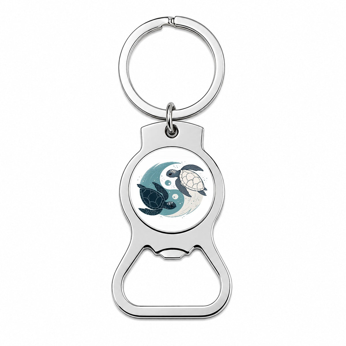 Two Turtles Yin Yang Swimming Bottle Opener Keychain