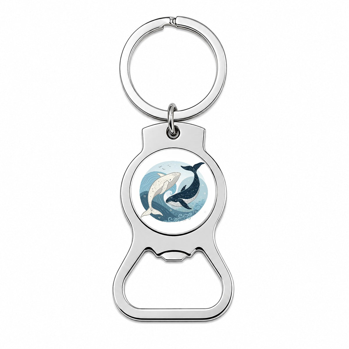 Two Whales Yin Yang Bottle Opener Keychain