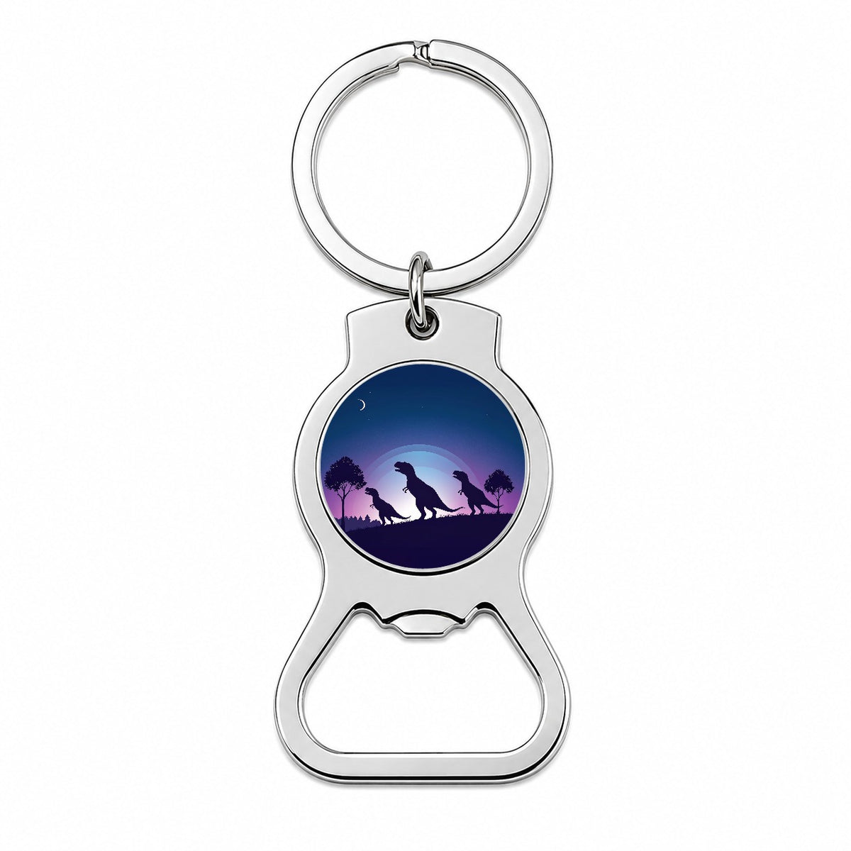 Tyrannosaurus T-Rex Dinosaur Silhouettes Bottle Opener Keychain