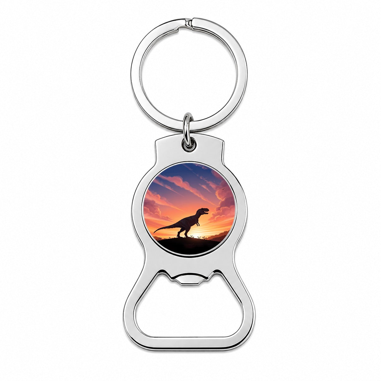 Tyrannosaurus T-Rex Dinosaur Sunset Bottle Opener Keychain