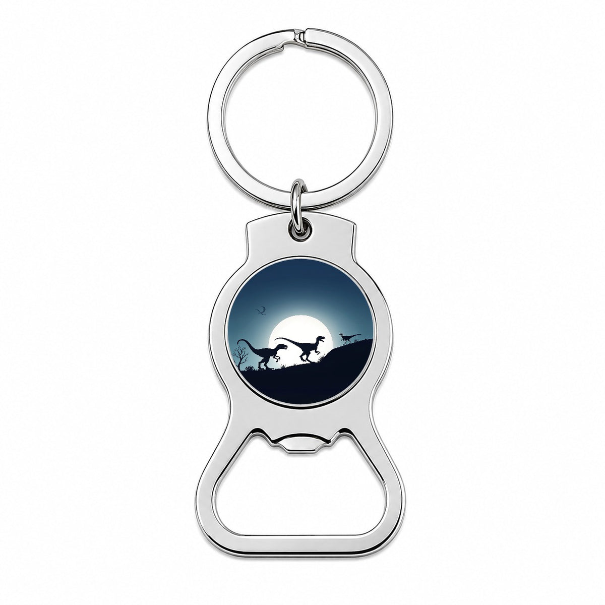 Velociraptor Silhouettes Dinosaurs Bottle Opener Keychain
