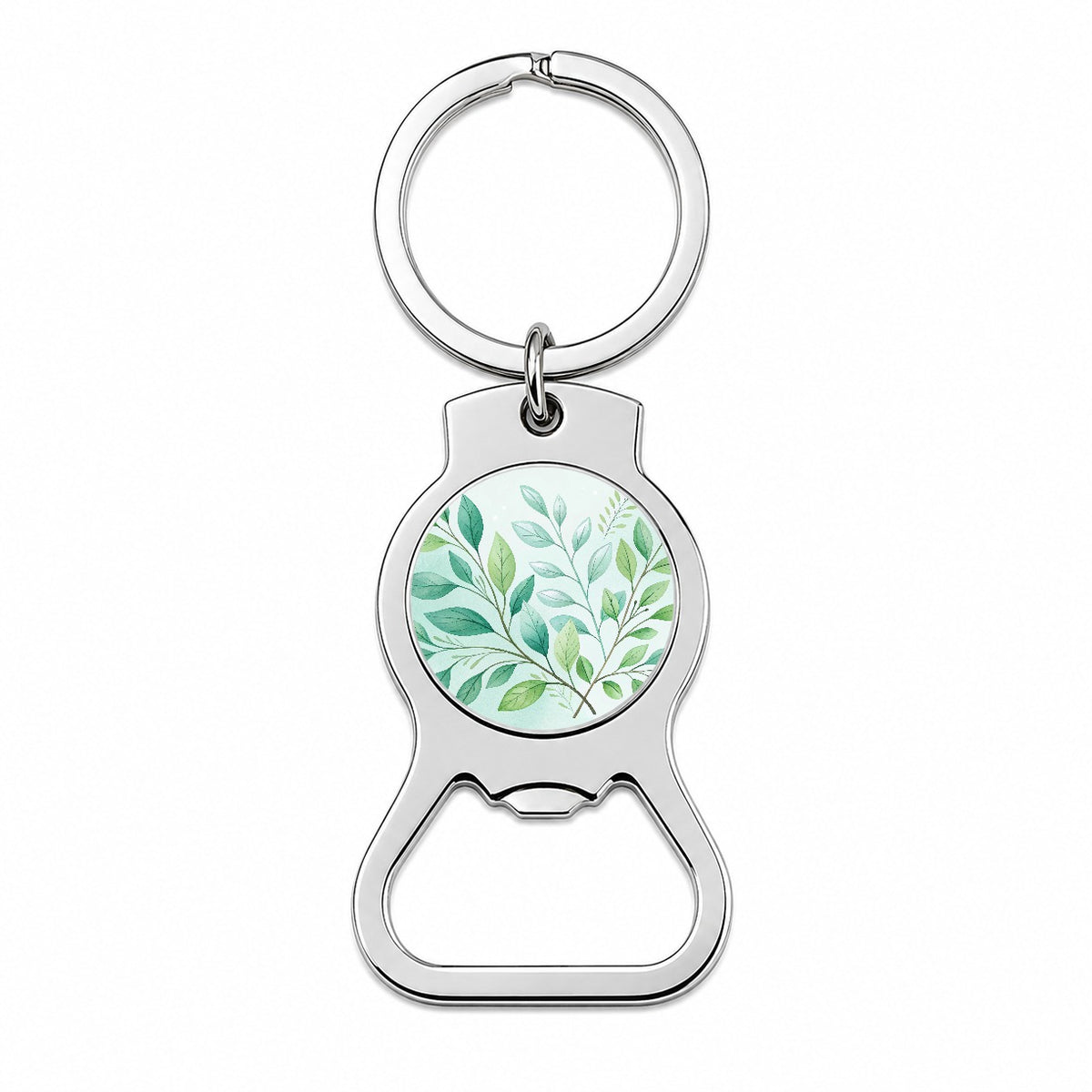Watercolor Green Leaves And Branches Minimalist Bottle Opener Keychain