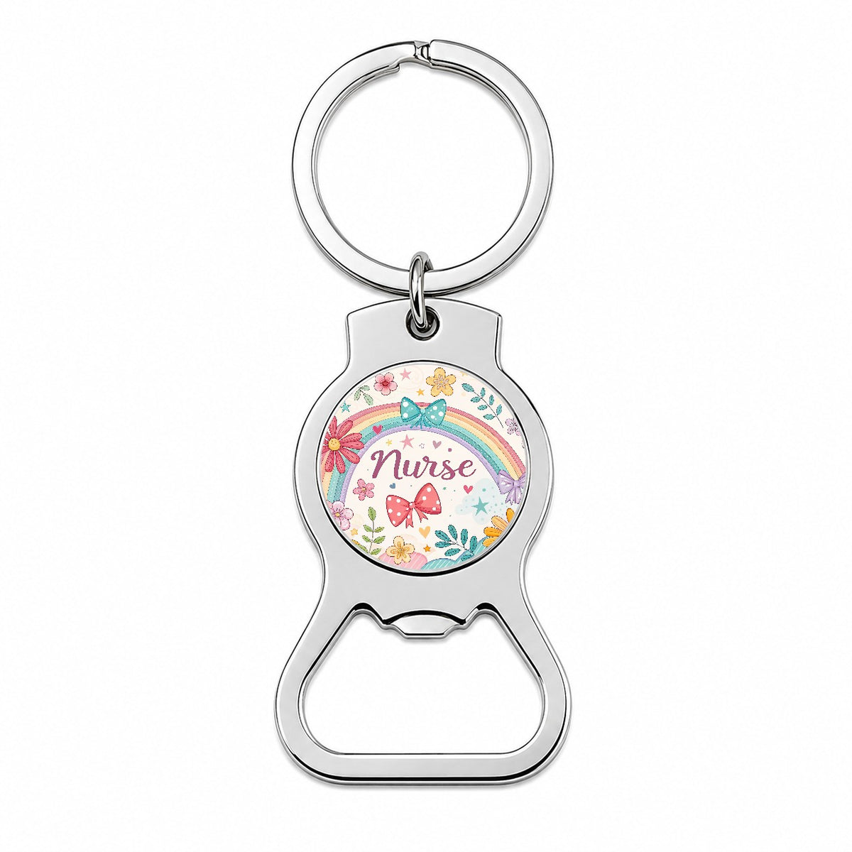 Nurse Appreciation Coquette Bows Flowers Bottle Opener Keychain