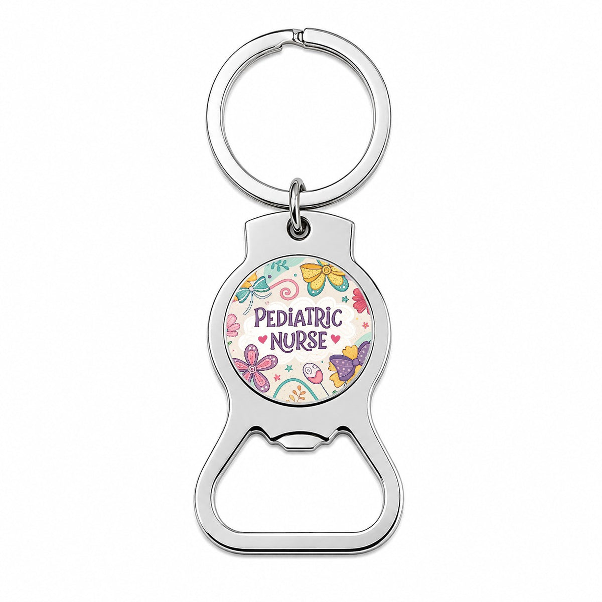 Pediatric Nurse Appreciation Coquette Bows Flowers Bottle Opener Keychain