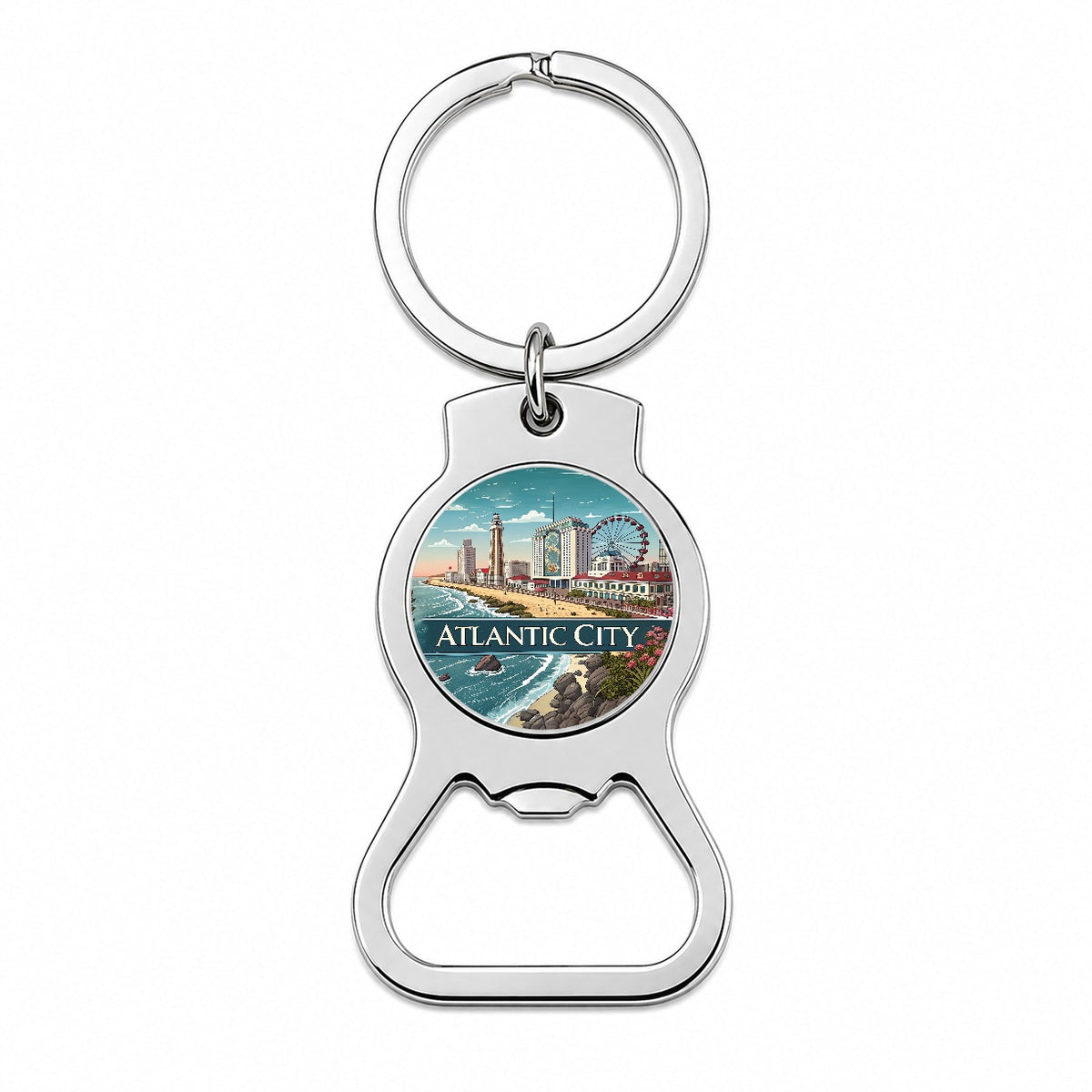 Atlantic City, New Jersey NJ Travel City State Stamp Bottle Opener Keychain