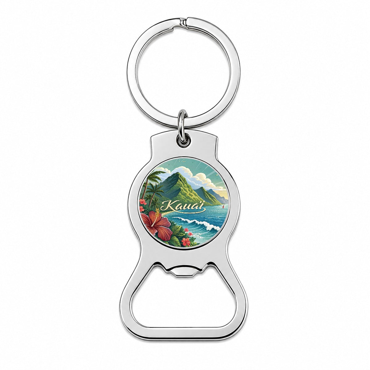 Kaua'i, Hawaii HI Travel City State Stamp Bottle Opener Keychain