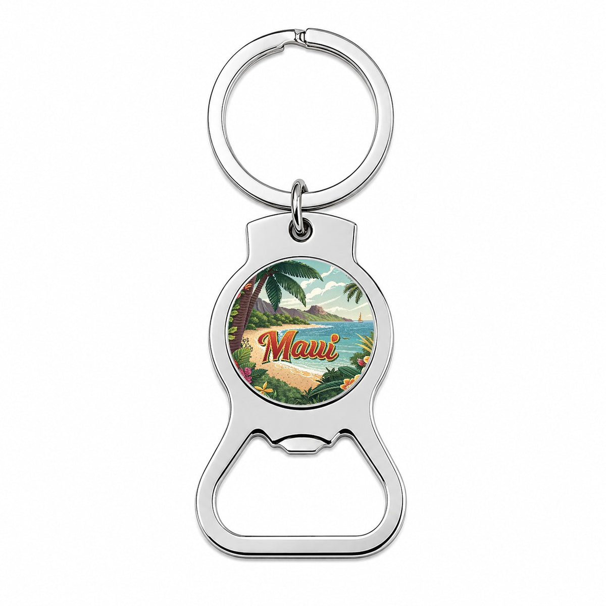 Maui, Hawaii HI Tropical Travel City State Stamp Bottle Opener Keychain