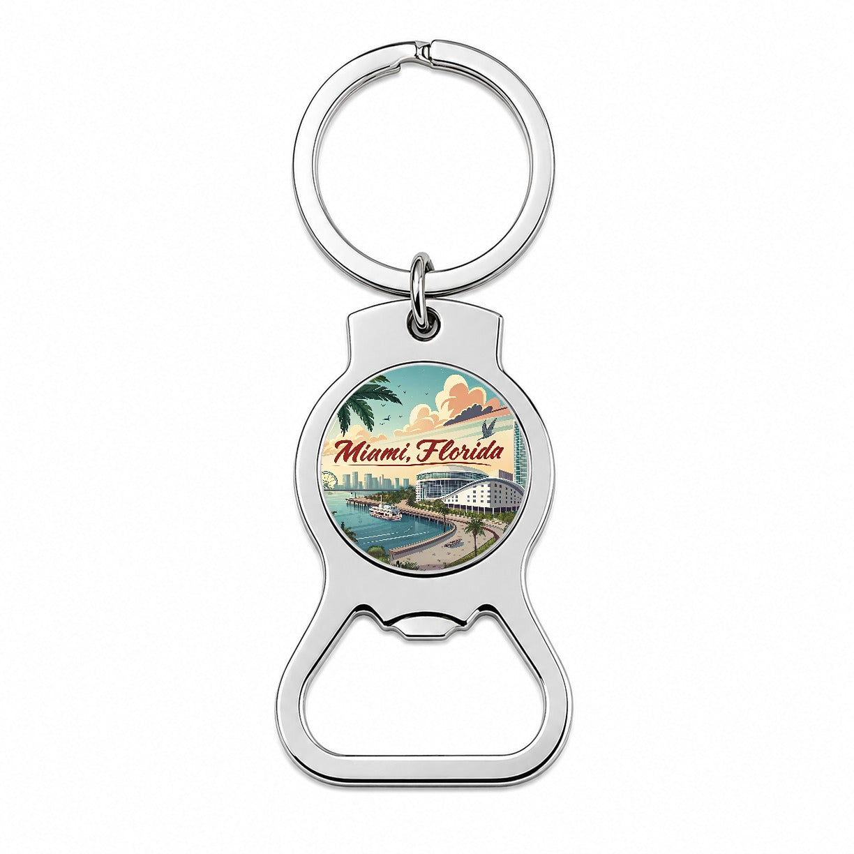 Miami, Florida FL Travel City State Stamp Bottle Opener Keychain