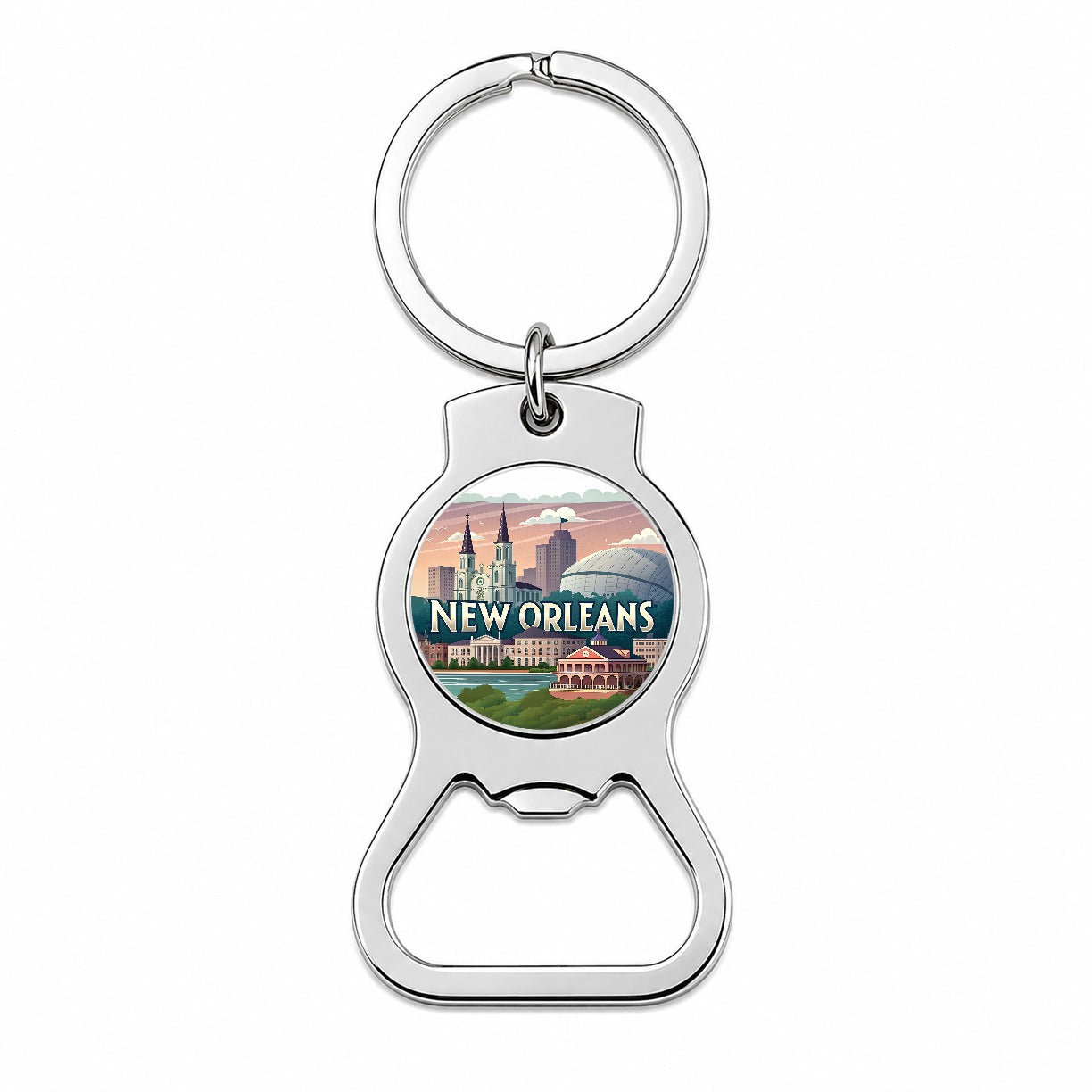 New Orleans, Louisiana LA Travel City State Stamp Bottle Opener Keychain