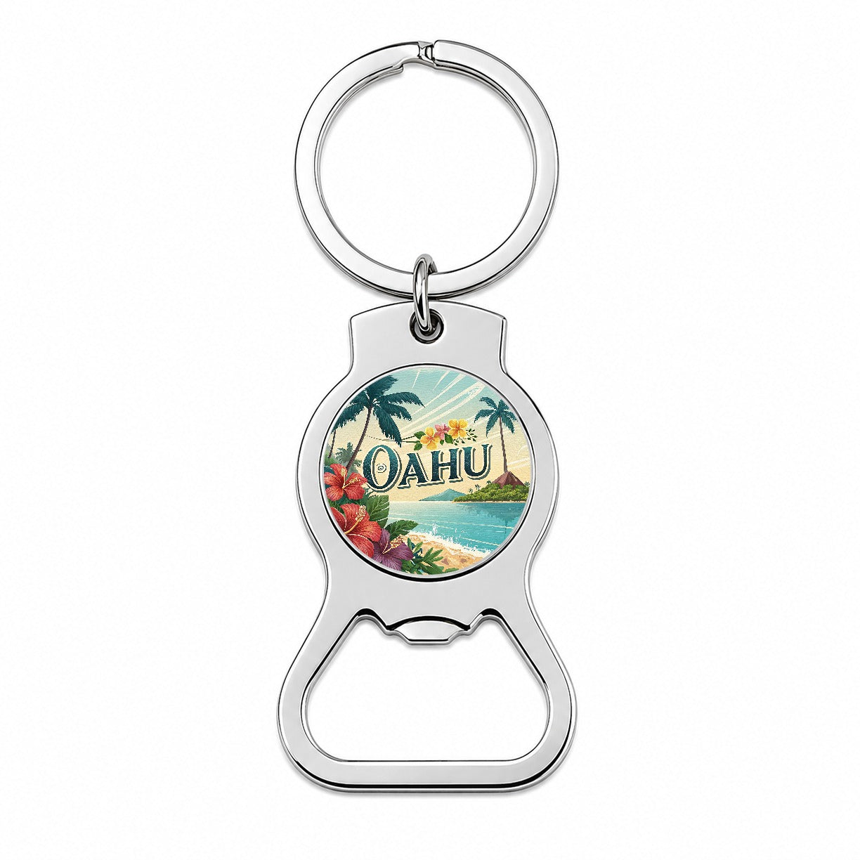 O'Ahu Hawaii HI Travel City State Stamp Bottle Opener Keychain