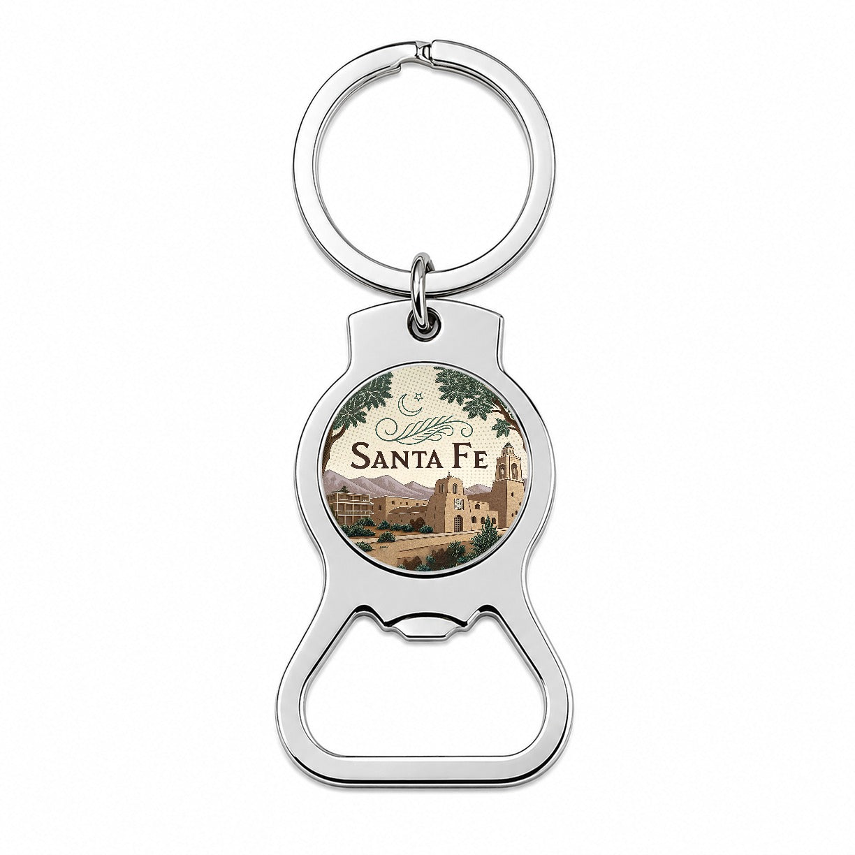 Santa Fe, New Mexico NM Travel City State Stamp Bottle Opener Keychain