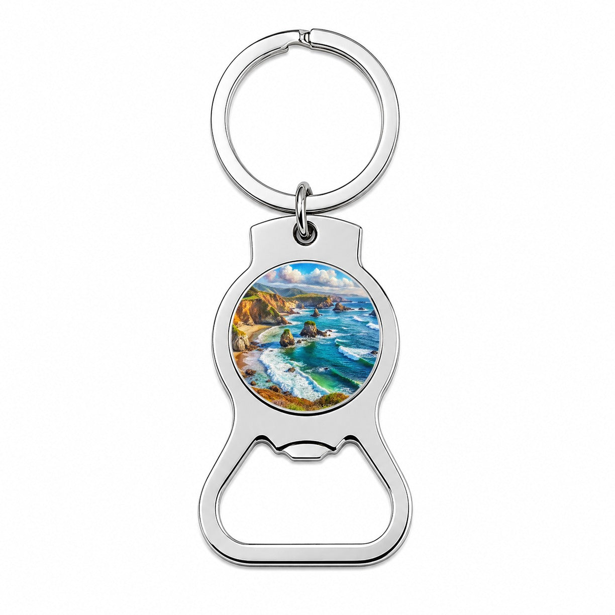 California Coastal National Monument Watercolor Style Bottle Opener Keychain