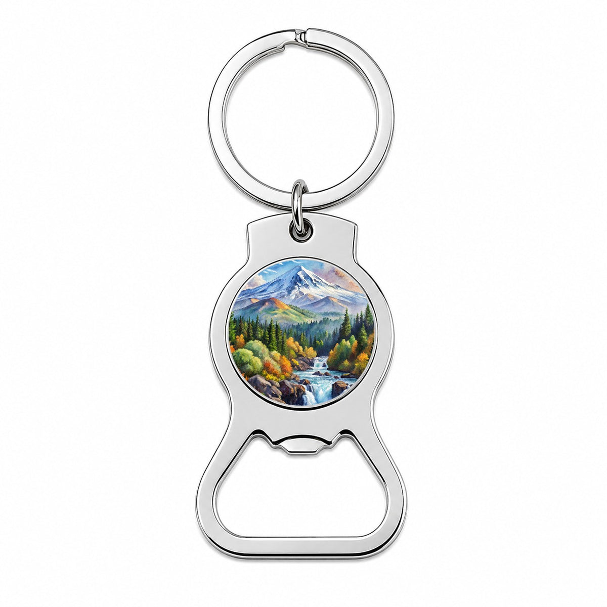 Cascade - Siskiyou National Monument California, Oregon Watercolor Style Bottle Opener Keychain